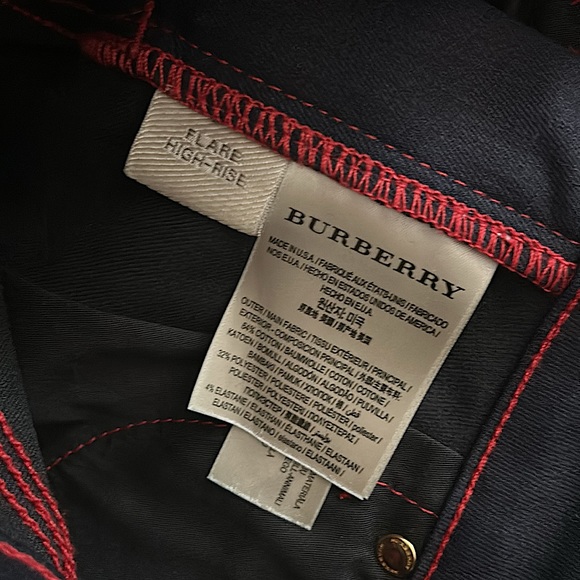Burberry Dark Blue Red Trim High Rise Flare Leg Denim Jeans Pants **Sz 29**🌺🌺 - Picture 7 of 7